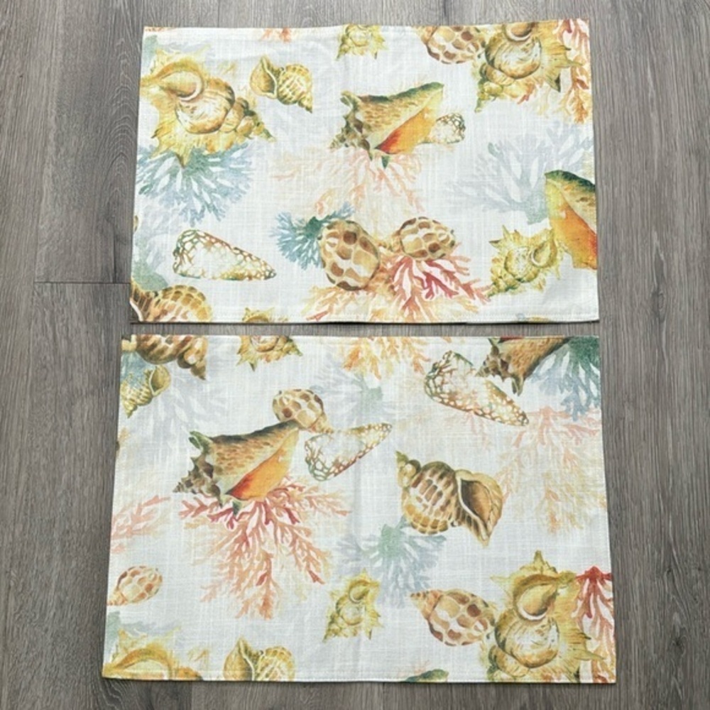 Coastal Beach Seashell Summer Dining Placemats - set of 2